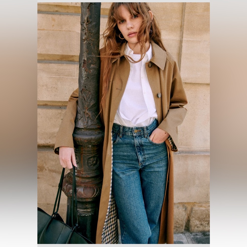 NWT Sézane Clyde Coat camel 34